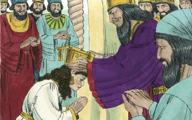 Illustration of Esther in La Sainte Bible
