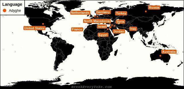 All countries where Adyghe is a significant language