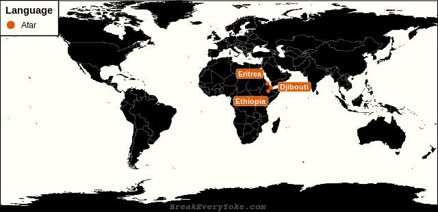 All countries where Afar is a significant language
