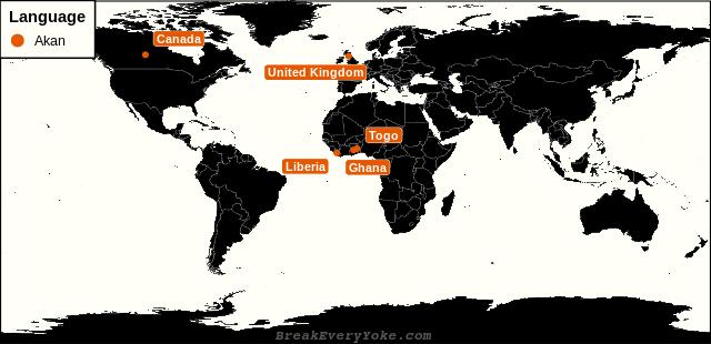 All countries where Akan is a significant language