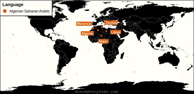 All countries where Algerian Saharan Arabic is a significant language