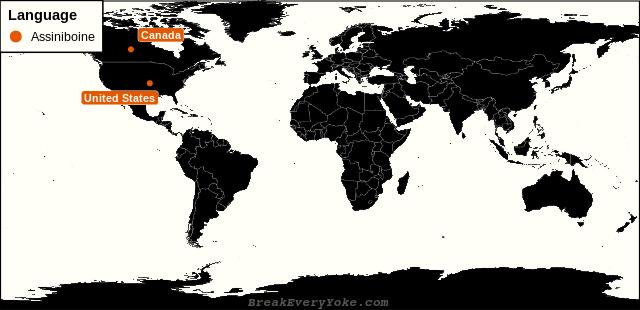 All countries where Assiniboine is a significant language