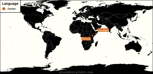 All countries where Aweer is a significant language