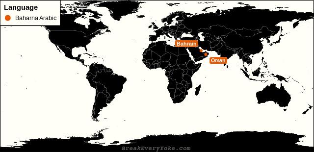 All countries where Baharna Arabic is a significant language