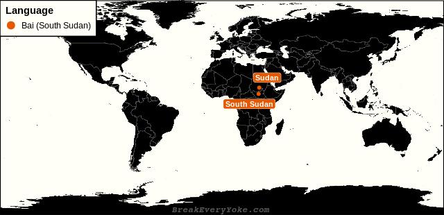 All countries where Bai (South Sudan) is a significant language