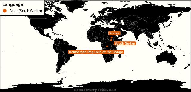 All countries where Baka (South Sudan) is a significant language