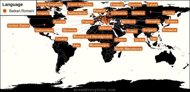 All countries where Balkan Romani is a significant language