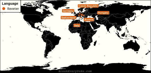 All countries where Bavarian is a significant language