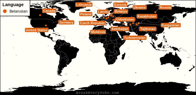 All countries where Belarusian is a significant language
