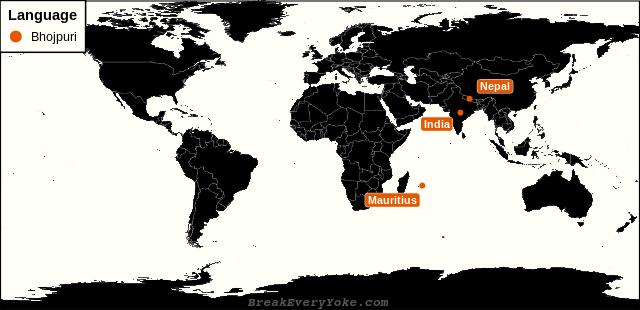 All countries where Bhojpuri is a significant language