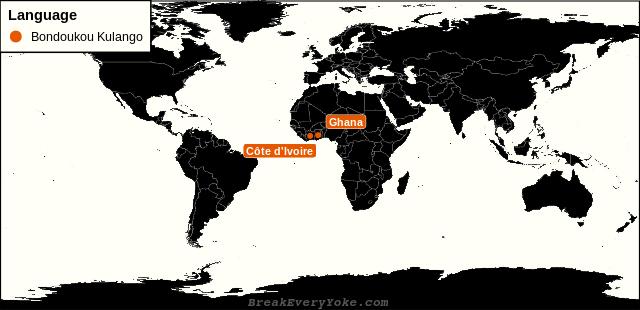 All countries where Bondoukou Kulango is a significant language