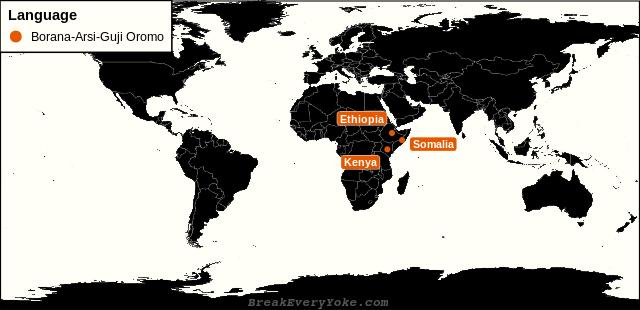 All countries where Borana-Arsi-Guji Oromo is a significant language