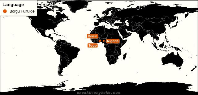 All countries where Borgu Fulfulde is a significant language