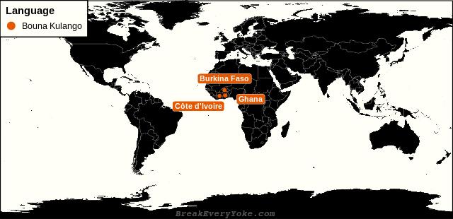 All countries where Bouna Kulango is a significant language