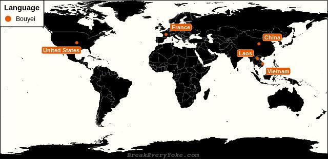 All countries where Bouyei is a significant language