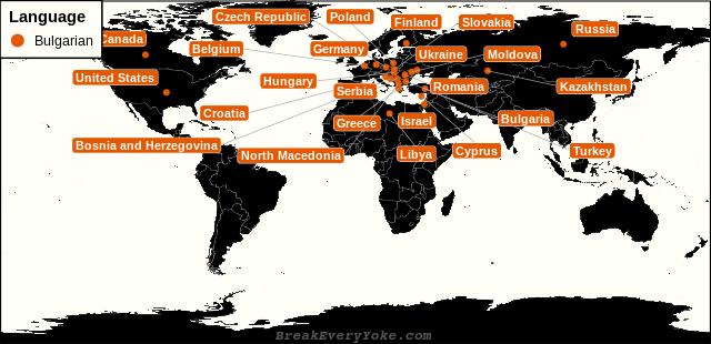 All countries where Bulgarian is a significant language