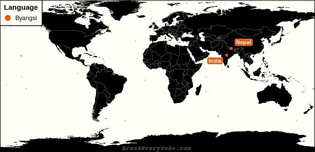 All countries where Byangsi is a significant language