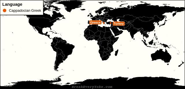 All countries where Cappadocian Greek is a significant language