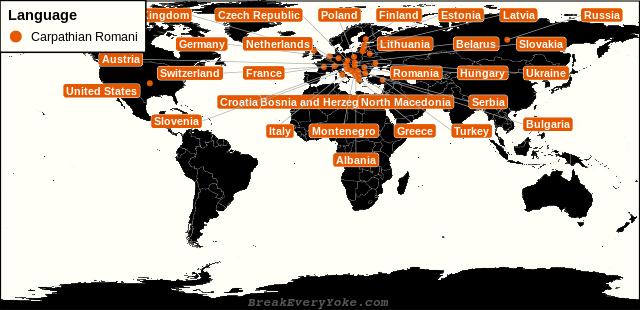 All countries where Carpathian Romani is a significant language