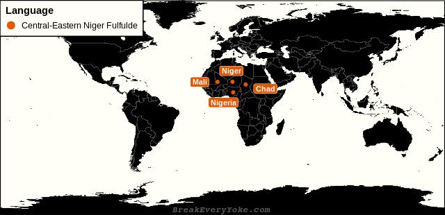 All countries where Central-Eastern Niger Fulfulde is a significant language