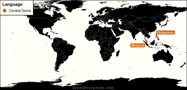 All countries where Central Sama is a significant language