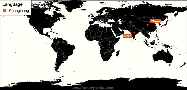 All countries where Changthang is a significant language