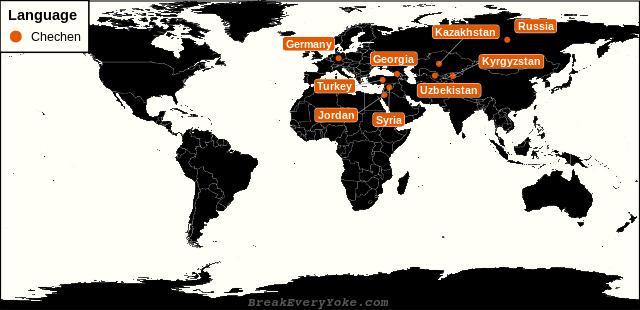 All countries where Chechen is a significant language