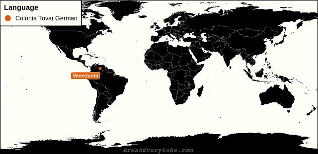 All countries where Colonia Tovar German is a significant language