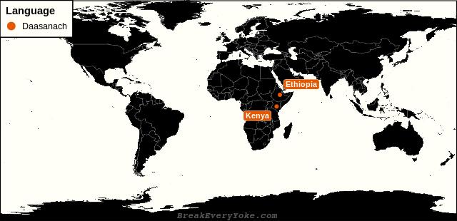 All countries where Daasanach is a significant language