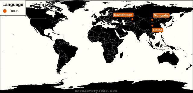 All countries where Daur is a significant language