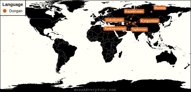 All countries where Dungan is a significant language