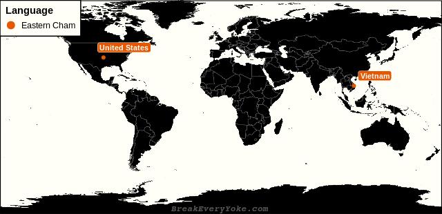 All countries where Eastern Cham is a significant language