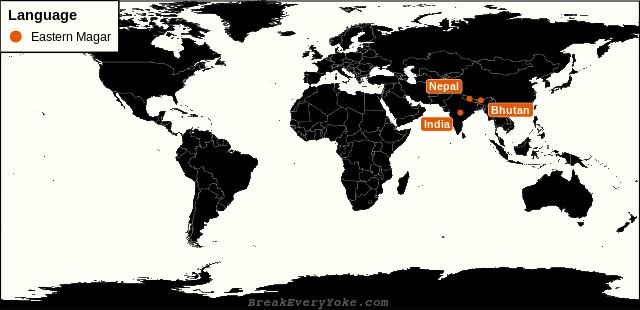 All countries where Eastern Magar is a significant language