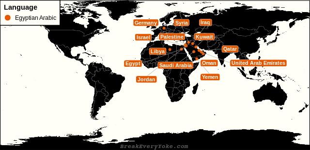 All countries where Egyptian Arabic is a significant language