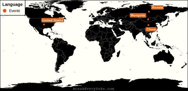 All countries where Evenki is a significant language