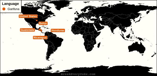 All countries where Garifuna is a significant language