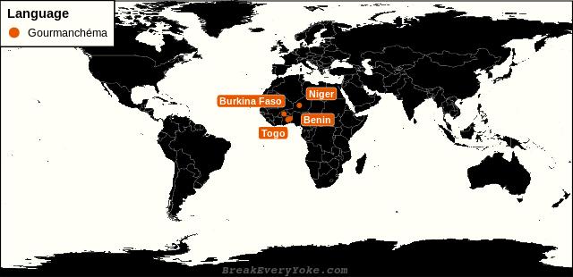 All countries where Gourmanchéma is a significant language