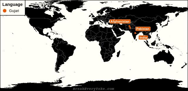 All countries where Gujari is a significant language