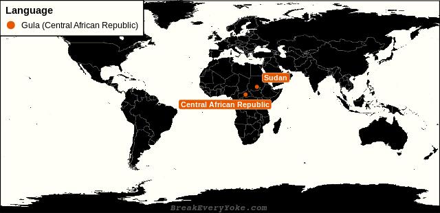 All countries where Gula (Central African Republic) is a significant language