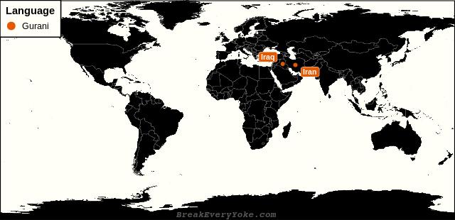 All countries where Gurani is a significant language