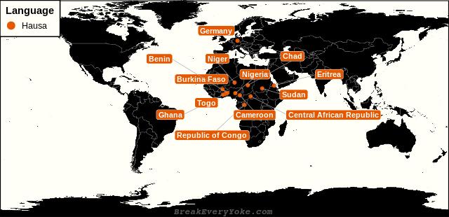 All countries where Hausa is a significant language