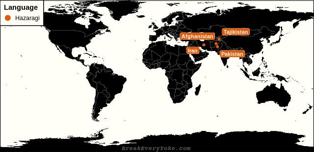 All countries where Hazaragi is a significant language