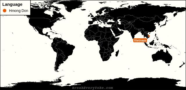 All countries where Hmong Don is a significant language