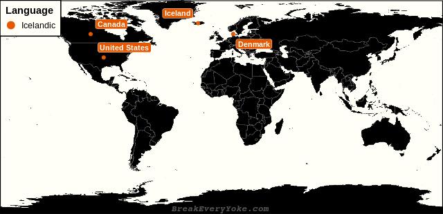 All countries where Icelandic is a significant language