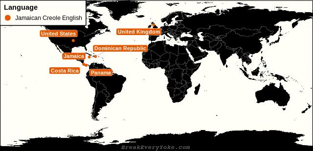 All countries where Jamaican Creole English is a significant language