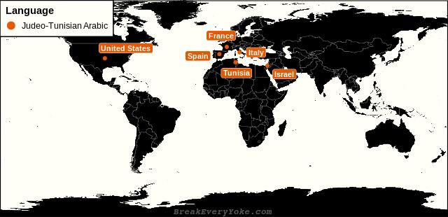 All countries where Judeo-Tunisian Arabic is a significant language