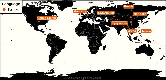 All countries where Kalmyk is a significant language