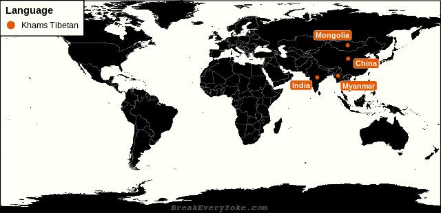 All countries where Khams Tibetan is a significant language