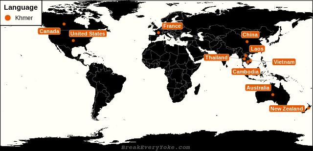All countries where Khmer is a significant language