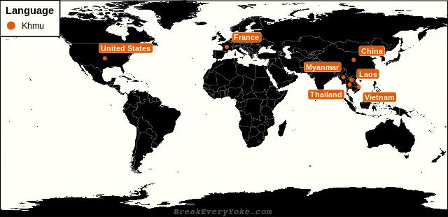 All countries where Khmu is a significant language